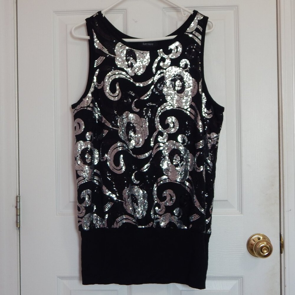 Karen Kane, Floral Print, Sequins, Tank Top